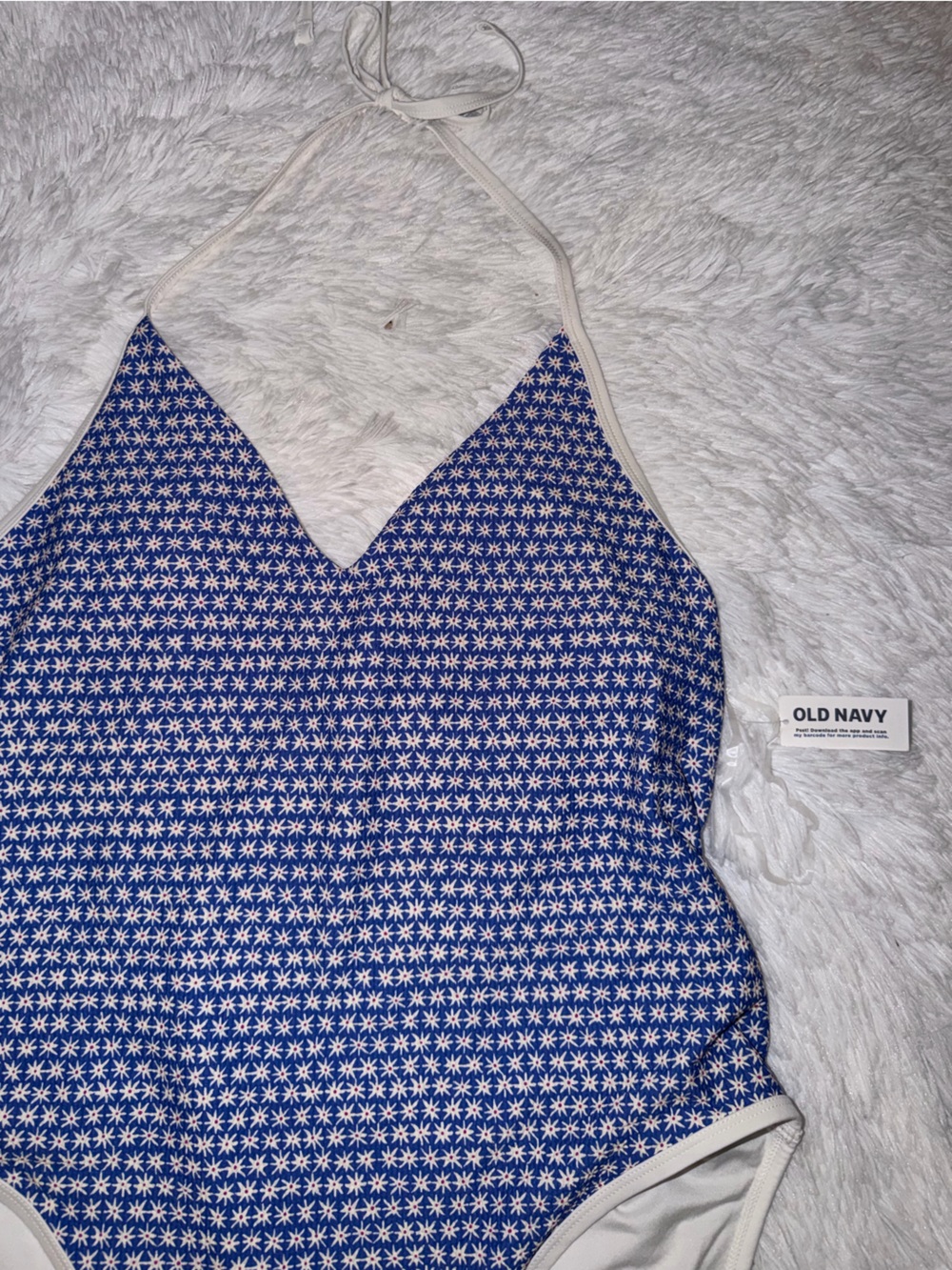 Old Navy Blue White Floral One Piece Swimsuit size 2X
